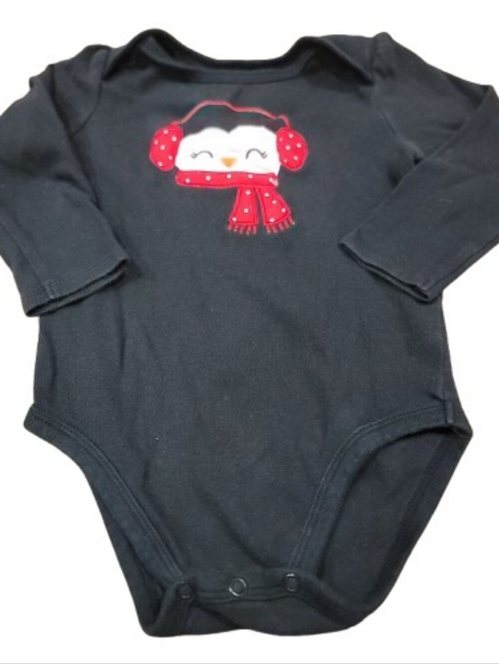 Jumping Beans 1 Pc Bodysuit Girls Size 18M Black Long Sleeve Christmas Penguin